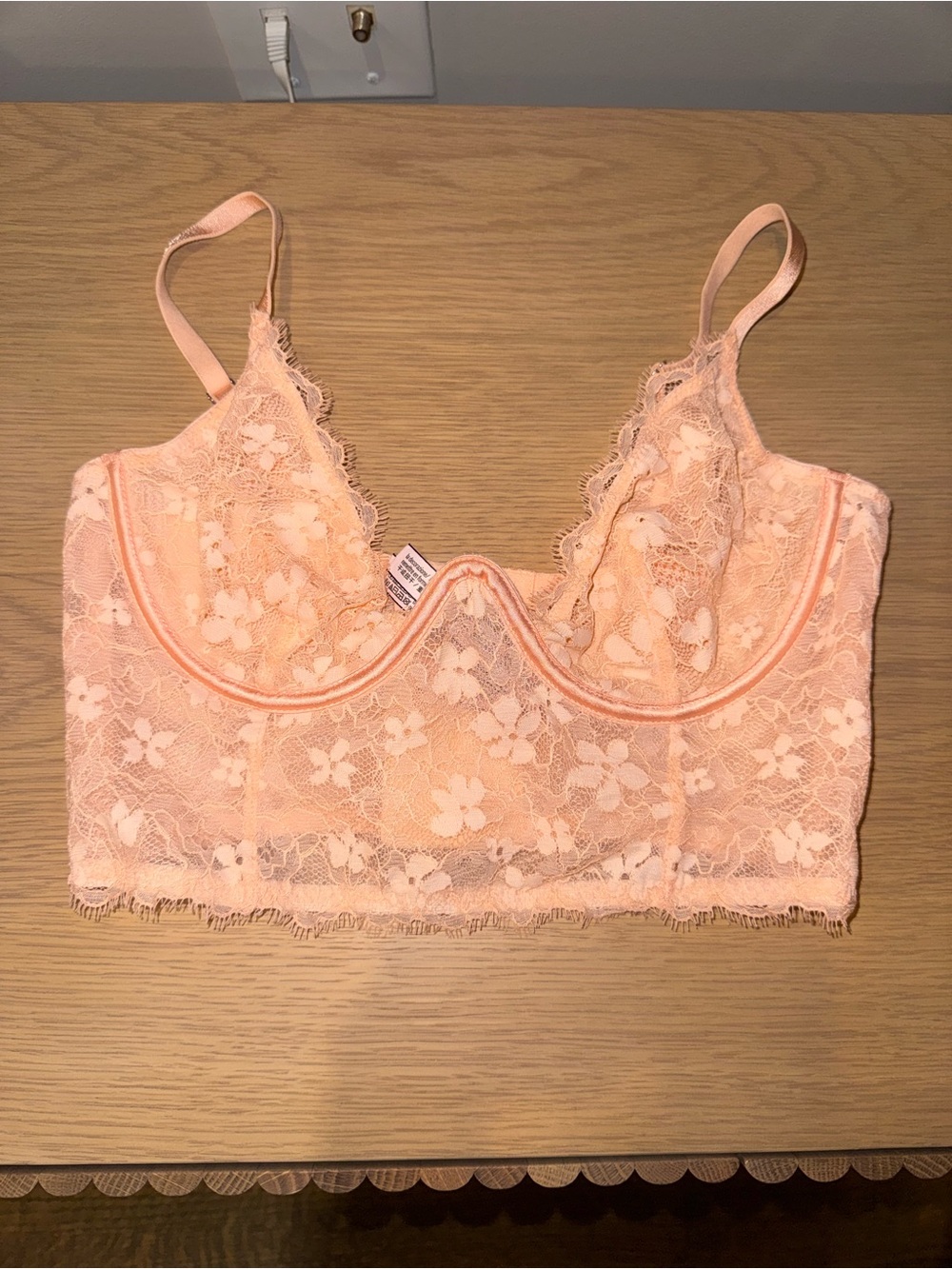 Victoria's Secret Peach Lace Longline Bralette